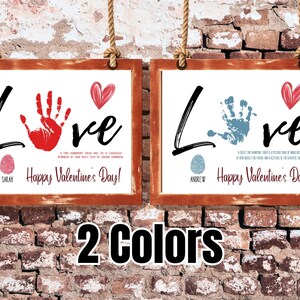 Valentinstag Kinder Handabdruck für Craft Poster, Andenken Kunst, Kleinkind Vorschule Kindergarten Aktivität, Homeschool, Geschenk von Kindern PDF