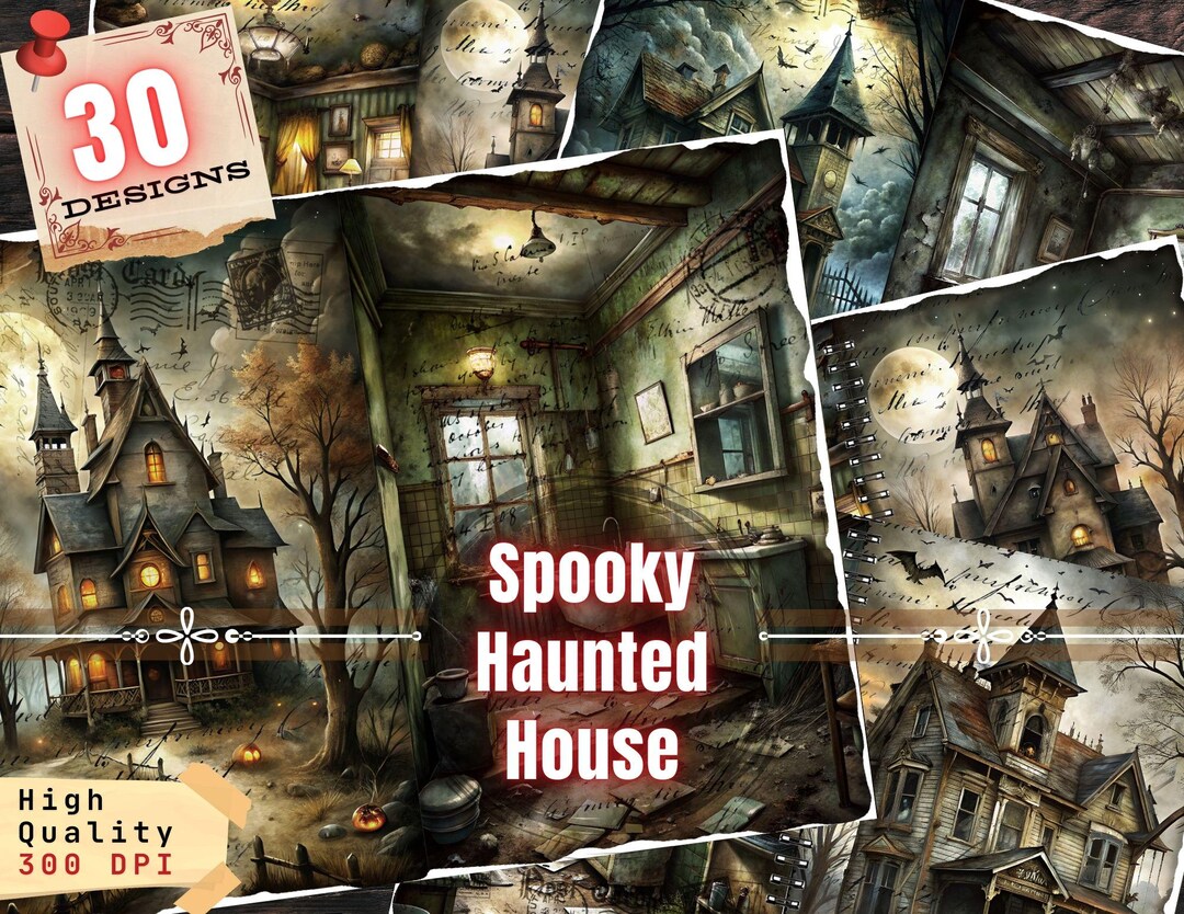 Spooky Haunted House Junk Journal Kit: Halloween Ephemera (digital ...