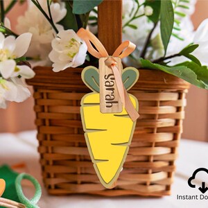 Easter Basket Tags Editable Canva Template Carrot Tag Basket Tag Custom Easter Basket Tag Kids Easter Tag Easter Decor Bunny Easter Gifts