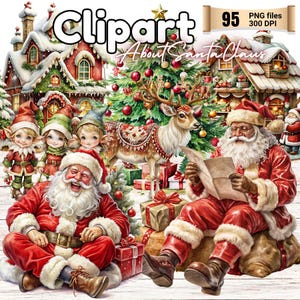 Christmas Mr and Mrs Santa Claus Watercolor Clipart, Christmas Clipart PNG, Santa Clipart, Christmas Graphics, Paper Craft