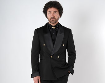 Black suit mens suit black tuxedo groom suit wedding suit party suit dress PAREZ