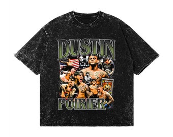 Camiseta con lavado de nieve de Dustin Poirier: Gráfico vintage, MMA, UFC