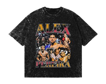 Alex Pereira Snow Wash Graphic Tee: Vintage MMA T-Shirt