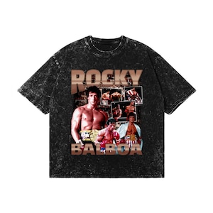 Rocky Balboa Snow Wash Graphic Tee | Rocky, Movie, Boxing, Sports, Fight, T-Shirt, Clothing | Oversized Vintage Bootleg Tee | Birthday Gift