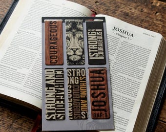 Lion Themed Magnetic Bookmark Set of Six Christian Scripture Bookmarks Joshua  1:9