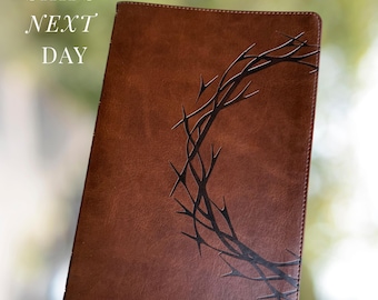 KJV Personalized Brown Faux Leather Bible Giant Print Custom Engraved Men's Bible With Indexing Customized Gift for Christian Man