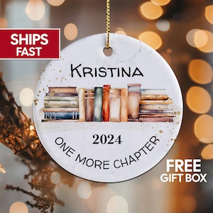 Book Lover Ornament Personalized Book Lover Gifts Bookworm Ornament Reading Ornament Book Nerd Gifts, Custom Reader Gifts Librarian Ornament