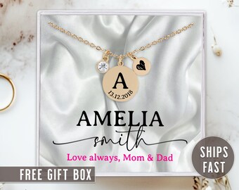 Child Initial Necklace With Birthstone Gold Pendant Personalized Necklace For Girls Birthday Gift Jewelry For Daughter Heart Necklace Silver