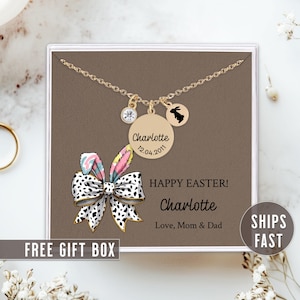 Kids Easter Necklace Personalized Easter Jewelry Easter Necklace Silver Custom Name Necklace Gold Plated Easter Bunny Necklace Easter Gift