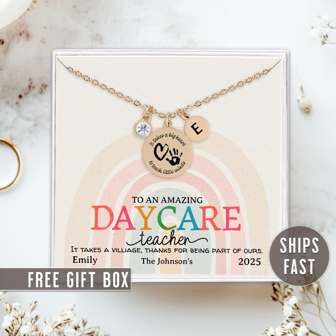 Personalized Daycare Teacher Necklace Daycare Teacher Gifts for Teacher ...