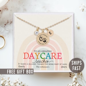 Personalized Daycare Teacher Necklace Daycare Teacher Gifts For Teacher Appreciation Week Daycare Teacher Jewelry Custom Initial Necklace