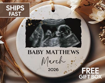 Custom Ultrasound Ornament, Ultrasound Photo Gift, Sonography Gifts, Personalized Baby Announcement Gift, Christmas Pregnancy Announcement