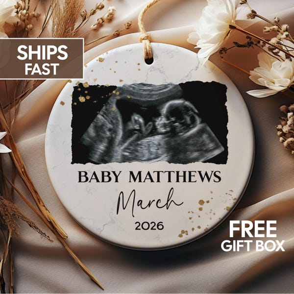 Custom Ultrasound Ornament, Ultrasound Photo Gift, Sonography Gifts, Personalized Baby Announcement Gift, Christmas Pregnancy Announcement