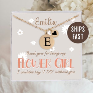 Flower Girl Gift Thank You Necklace For Flower Girl, Gift From Bride Flower Girl Necklace For Kids,Personalized Necklace For Wedding Jewelry