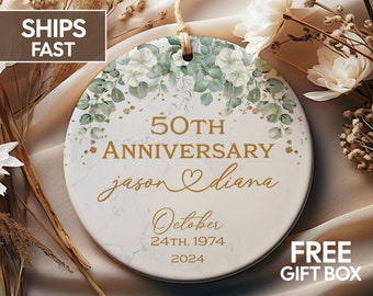 Personalized Wedding Anniversary Gift, 50th Wedding Anniversary Gift For Parents, 50th Anniversary Ornament, Wedding Anniversary Keepsake,