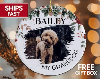 Dog Grandma Ornament Granddog Christmas Gift From Dog, Custom Dog Photo Christmas Ornament, Personalized Pet Ornament Dog Grandma Gifts