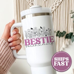 Custom Bestie Tumbler 40 Oz Bestie Tumbler Best Friend Tumbler Best Friend Travel Mug Personalized Best Friend Cup BFF Tumbler With Handle