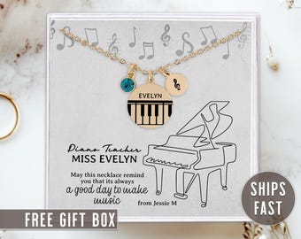 Piano Teacher Necklace Gift For Piano Teacher Piano Keys Necklace Personalized Piano Teacher Jewelry Piano Lover Gift Teacher Appreciation