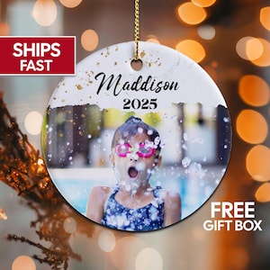 Child Swimmer Ornament, Personalized Kids Swimming Ornament Keepsake, Kids Swim Ornament, Swimmer Gifts For Kids, Custom Photo Ornament