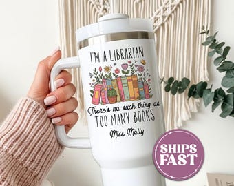 Personalized Librarian Tumbler 40oz Tumbler Cup For Librarian Travel Mug With Lid And Straw Library Teacher Appreciation Week Gifts