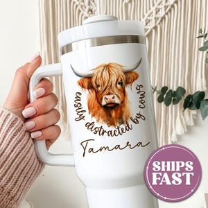 Custom Highland Cow Tumbler Personalized Highland Cow Tumbler Cup Highland Cow 40oz Tumbler Highland Cow Tumbler With Handle Cow Travel Mug