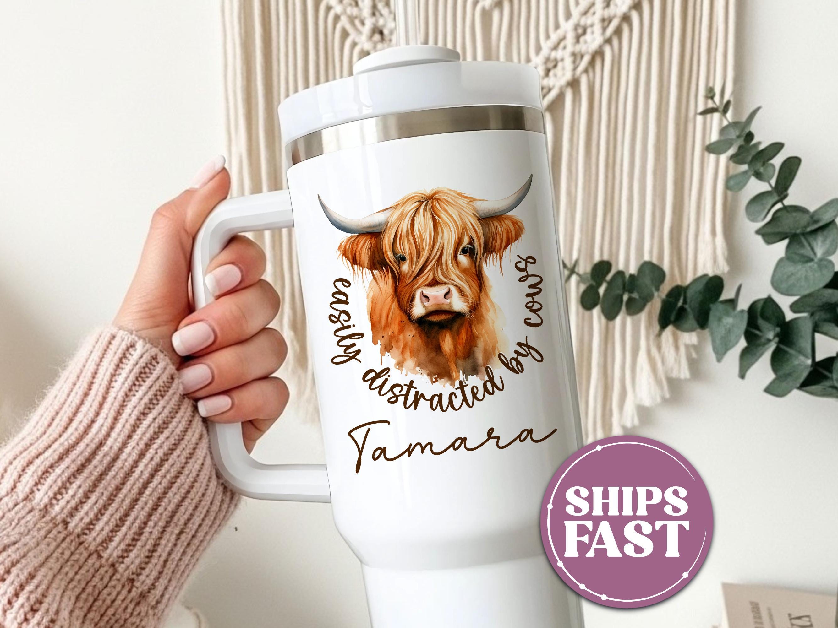 Highland Cow Cup Cover – Silicone Boot & Charm For Stanley 30oz/40oz Tumblers, Cow Print Design - View #9