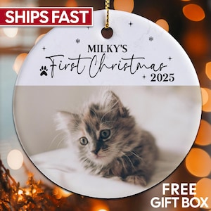Cats First Christmas Ornament, Personalized Cat Ornament, Custom Photo Ornament Pet First Christmas Ornament Kitten First Christmas Ornament