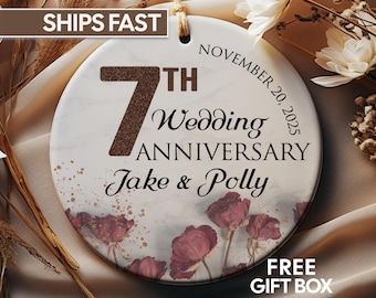 Personalized 7th Wedding Anniversary Ornament: Copper Anniversary Keepsake