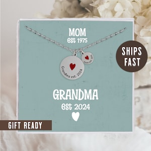 New Grandmother Necklace Gift For Grandma, Pregnancy Announcement Necklace, Kids and Grandkids Birthday, Est Necklace Gift for New Grandma