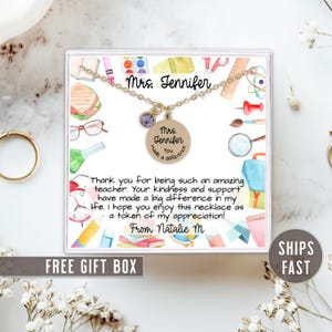 Personalized Teacher Necklace Teacher Appreciation Necklace Elementary Teacher Gift Thank You Teacher Gift From Student Preschool Teacher