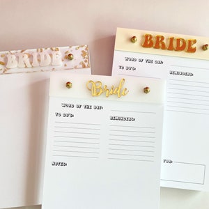 Bride Acrylic To-do List Notepad for Daily Planning L Gift for Bride L ...
