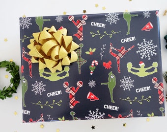 Cheerleader Gift Wrap, Holiday Gift Wrap, Christmas Wrapping Paper, Cheerleader Wrapping Paper Rolls, Cheerleader Gift