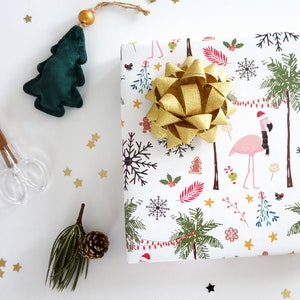 Weihnachtsgeschenkpapier, Weihnachtsgeschenkpapier, Flamingo Geschenkpapier, Urlaubspapierrollen, Weihnachtsgeschenkpapier, Florida Christmas