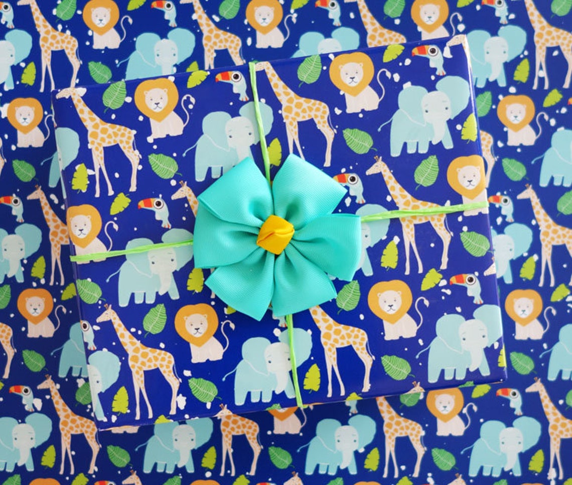 Jungle Gift Wrap Baby Shower Wrapping Paper Boy Gift Wrap Etsy