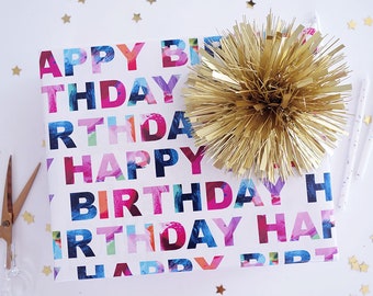 Happy Birthday Gift Wrap, Art Palette Birthday Wrapping Paper, Art Palette Gift Wrap, Wrapping Paper Rolls, Gift Wrapping