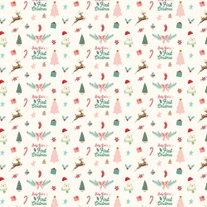 Baby Girl's First Christmas Gift Wrap, Christmas Wrapping Paper, Baby Girl's First Christmas Wrapping Paper by Jennifer McCully image 3