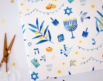 Hanukkah Wrapping Paper, Hanukkah Gift Wrap, Hanukkah Present, Hanukkah Party