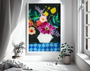 Printable Floral Wall Art | Flower Painting | Colorful Wall Art | Vibrant Wall Decor | Download | Printable Wall Art l Digital File