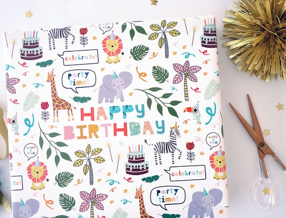 Jungle Gift Wrap, Birthday Wrapping Paper, Gender Neutral Gift