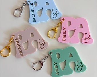 Personalized Physician Assistant Keychain, Customized PA gift, physician assistant bag tag, Gift for PA, physician assistant accessory