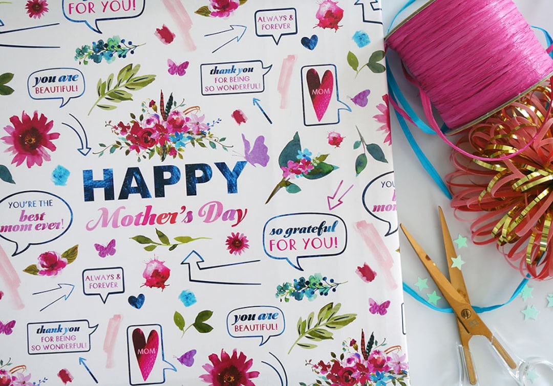 Mother's Day Gift Wrap, Mother's Day Wrapping Paper, Floral Gift Wrap