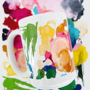 Art Palette Coffee Mug, Abstract Art Coffee Mug, Gift for Artist, Gift for Art Teacher, Abstract Paint, Art Palette Art by Jennifer McCully