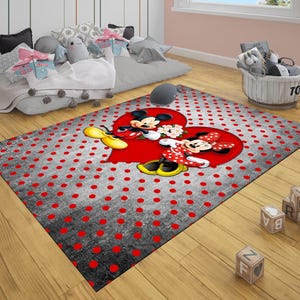 Minnie Mouse Rug, Mickey Mouse Rug,Children&#39;s Rug,Colorful Cartoon Rug,Custom Rug,Nursery Rug,Cute Rug,Area Rugs,Nursery Decor,Gift for Kids