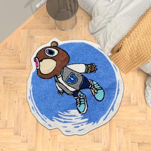 Kanye West Bear Rug, Bear Rug, Kanye West Dropout Bear Rug,Kanye West CD Rug,CD Rug,Music Album Rug, Music Decor,Tufting Looking Printed Rug
