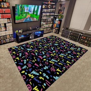 Arcade Rug, Retro Rug, Gamer Rug, Gaming Rug, Game Rug,Geometric Rug,Colorful Rug,Play Room Rug,Custom Rug,E-Sport Rug,Area Rug,Gaming Gifts