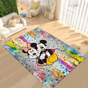 Minnie Mouse Rug, Mickey Mouse Rug,Children&#39;s Rug,Colorful Cartoon Rug,Custom Rug,Nursery Rug,Cute Rug,Area Rugs,Nursery Decor,Gift for Kids