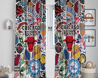Times de basquete, cortina da NBA, decoração esportiva, decoração de medo, cortina de luxo, cortina para sala de estar, cortina para sala de esportes, cortina decorativa, cortina colorida