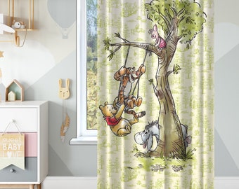 Ursinho Pooh, Cortina Ursinho, Cortina para quarto de menino, Cortina para quarto de bebê, Decoração para quarto infantil, Presente para bebê, Cortinas para decoração de casa, Cortina decorativa