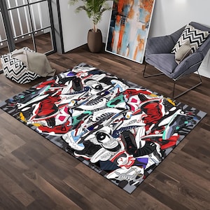 Alfombra de zapatillas, alfombra de zapatos, alfombra de sala de zapatos, alfombra de sala de zapatillas, alfombra deportiva, alfombras frescas, alfombra Hypebeast, arte de zapatillas, estera, alfombra personalizada, alfombras de área, regalos para ella