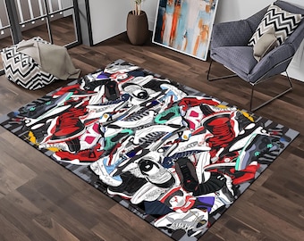 Sneakers Rug, Sneakerhead, Sneaker Retro, Hypebeast Rug, Sneakers Decor ...